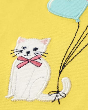 Top con volantes de globos de corazón bordado para niñas - Sunshine Time