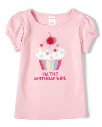 Top Cupcake Brodé Pom Pom Fille - Birthday Boutique