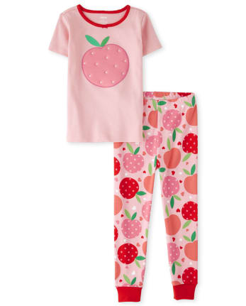 Girls Pretty Peach Cotton 2-Piece Pajamas - Gymmies