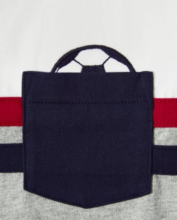 Camiseta de fútbol con bolsillo en bloques de color para niños: listo, listo, gol