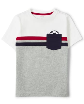 Camiseta de fútbol con bolsillo en bloques de color para niños: listo, listo, gol