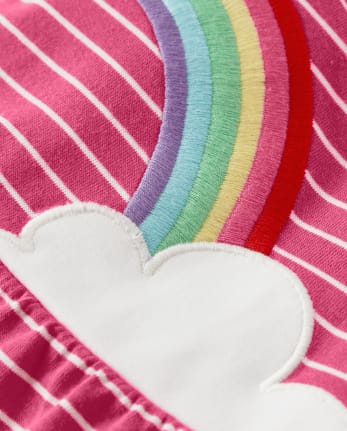 Girls Embroidered Rainbow Peplum Top- Sunshine Time