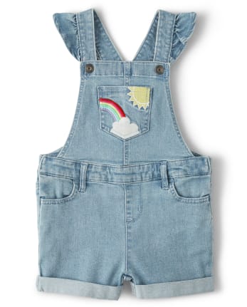 Pantalones cortos de mezclilla arcoíris bordados para niñas - Sunshine Time