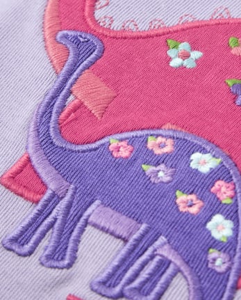 Girls Embroidered Top - Hello Dino