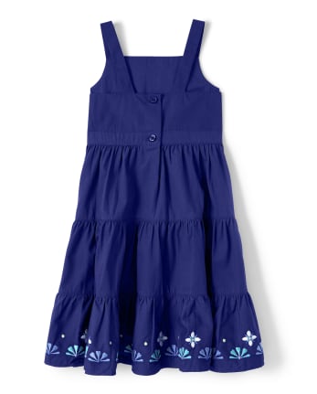 Vestido escalonado con medallón floral para niñas - Island Getaway