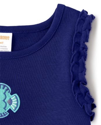 Camiseta sin mangas con volantes y peces para niñas - Island Getaway