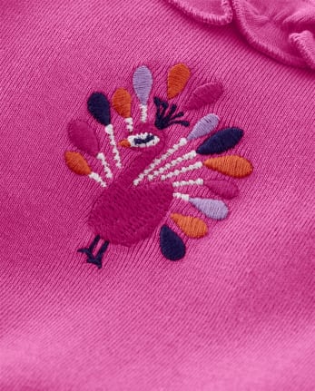 Girls Peacock Ruffle Tank Top - Summer Sunsets