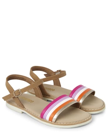 Girls Striped Sandals - Summer Sunsets
