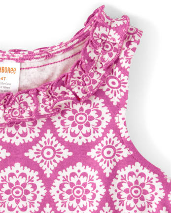 Girls Ruffle Tank Top And Shorts Set - Summer Sunsets
