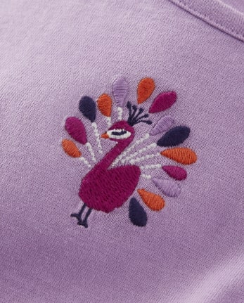 Girls Peacock Flutter Peplum Top - Summer Sunsets