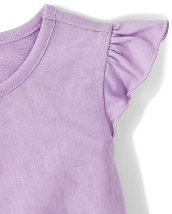 Girls Peacock Flutter Peplum Top - Summer Sunsets
