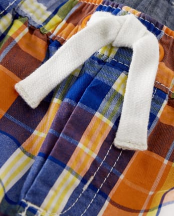 Boys Plaid Pull On Shorts - Mr. Fix It