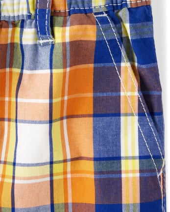 Boys Plaid Pull On Shorts - Mr. Fix It