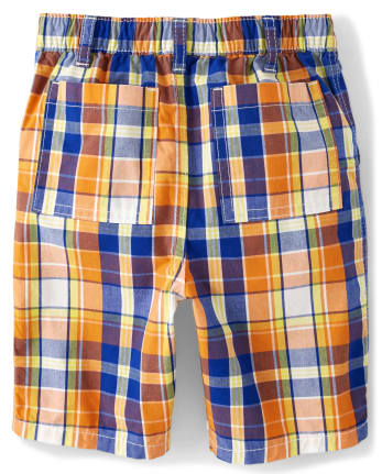 Boys Plaid Pull On Shorts - Mr. Fix It