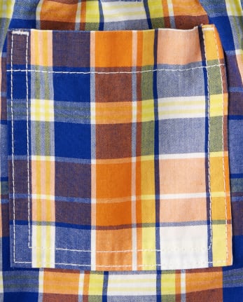 Boys Plaid Pull On Shorts - Mr. Fix It