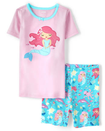 Pijama 2 piezas de algodón de sirena de manga corta para niñas - Gymmies | Gymboree BLUE ATOLL