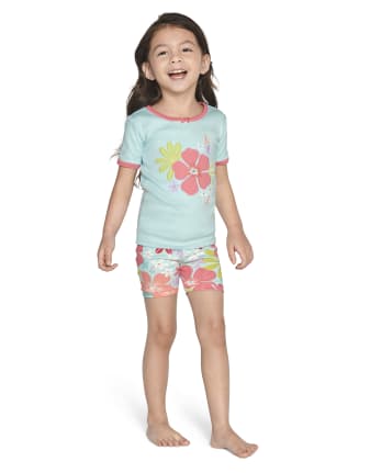 Pyjama 2 pièces en coton à fleurs tropicales pour filles - Gymmies