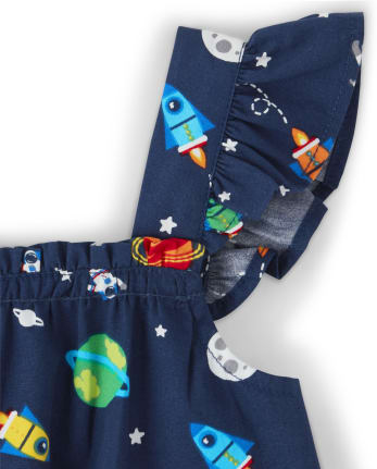 Girls Space Ruffle Romper - Future Astronaut