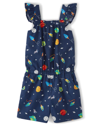 Girls Space Ruffle Romper - Future Astronaut