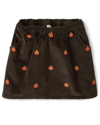 Girls Embroidered Corduroy Skort - Lil Pumpkin