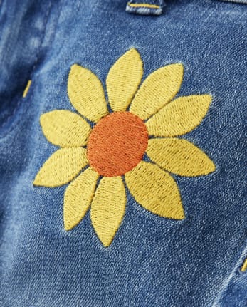 Girls Embroidered Sunflower Jeans - Harvest