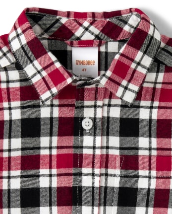Boys Long Sleeve Plaid Twill Button Up Shirt - Fire Chief | Gymboree ...