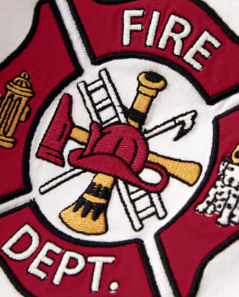 Boys Embroidered Raglan Top - Fire Chief