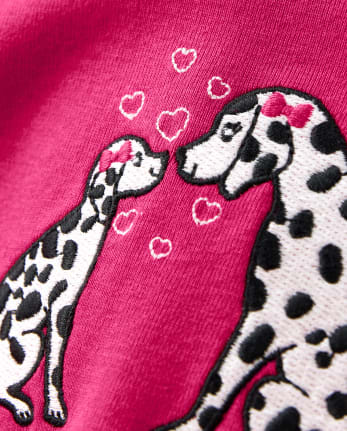 Haut à nœud chiot brodé pour filles - Amis dalmatiens