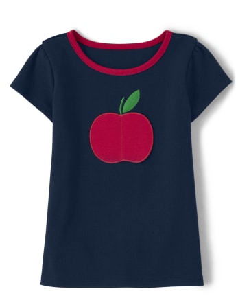Girls Peek-A-Boo Apple Patch Top - Teacher's Favorite