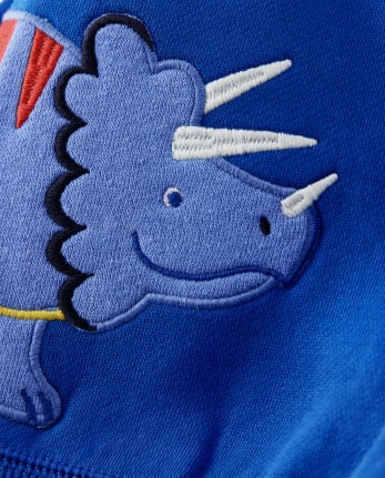 Sudadera con capucha y cremallera bordada para niños - Dino Dude