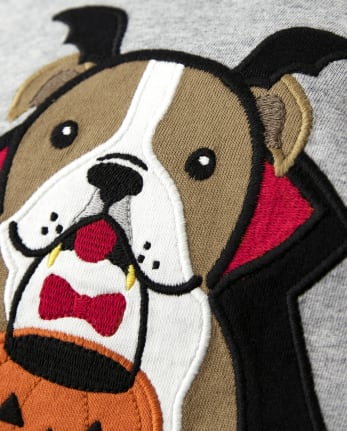 Camiseta raglán con perro bordado para niños - Lil Pumpkin