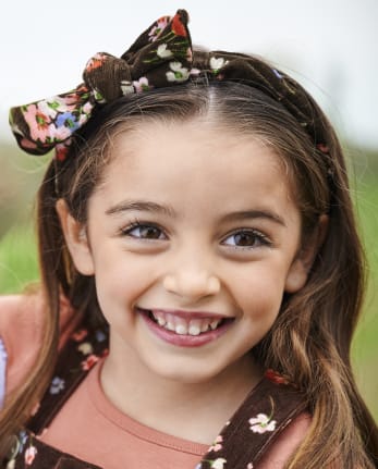 Girls Floral Bow Headband - Western Skies