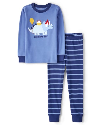 Boys Birthday Dino Cotton 2-Piece Pajamas - Gymmies