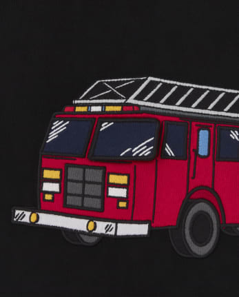 Camiseta de camión de bomberos bordada para niños - Jefe de bomberos
