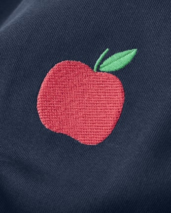 Girls Embroidered Apple Top - Teacher's Favorite
