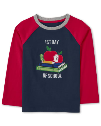 Camiseta con manga raglán escolar bordada para niños - Favorito del profesor
