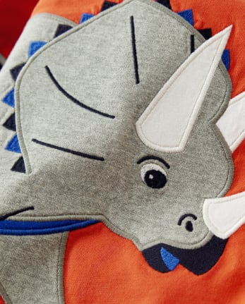 Haut superposé Triceratops brodé pour garçons - Dino Dude