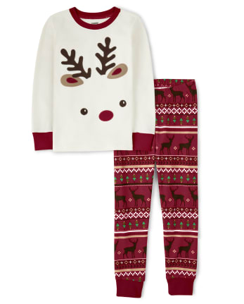 Unisex Reindeer Fairisle Cotton 2-Piece Pajamas - Gymmies