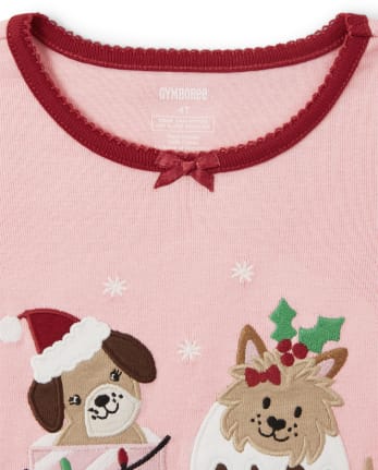 Pijama de algodón de 2 piezas para niñas Christmas Puppy - Gymmies