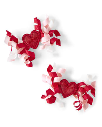 Pinzas para el pelo rizado con corazón para niñas - Valentine Cutie