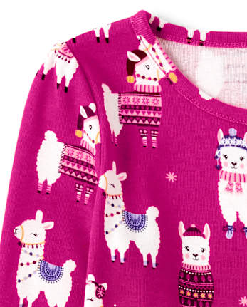 Girls Llama Peplum Top - Little Llamas