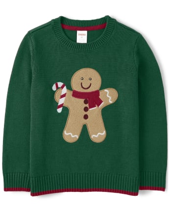 Boys Intarsia Gingerbread Sweater - Ho Ho Ho