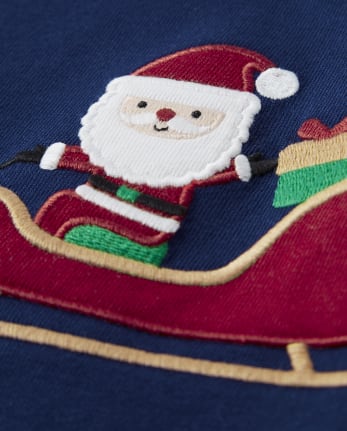 Boys Embroidered Santa's Sleigh Top - Ho Ho Ho