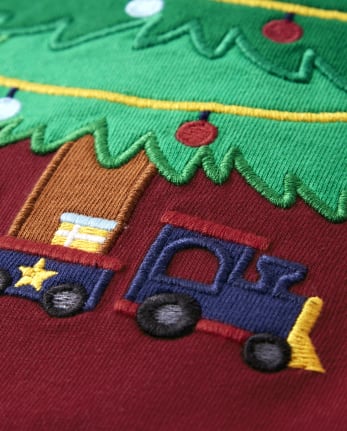Boys Embroidered Christmas Tree Top - Ho Ho Ho