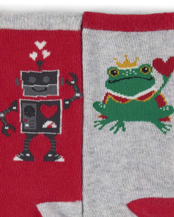 Paquete de 2 calcetines para niños Robot Crew - Valentine Cutie
