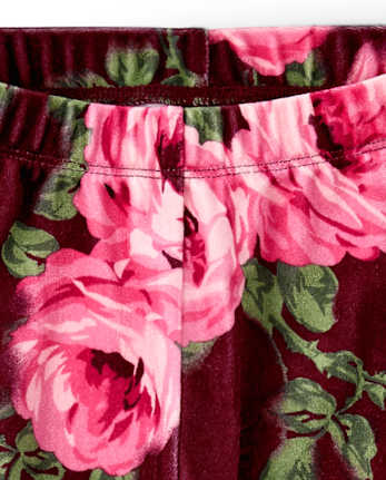 Girls Rose Velour Leggings - Royal Princess