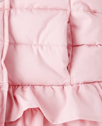 Girls Ruffle Puffer Jacket - Royal Princess