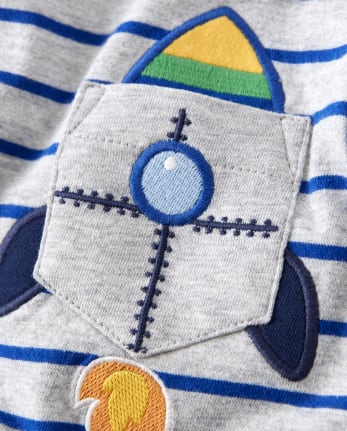 Camiseta con bolsillo de rayas Rocket para niños - Comet Club
