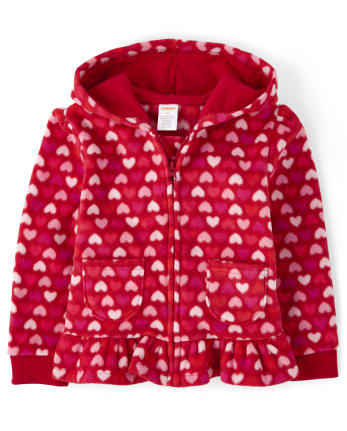 Sudadera con capucha y cremallera Peplum Heart para niñas - Valentine Cutie