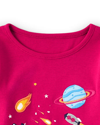 Girls Embroidered Space Top - Comet Club